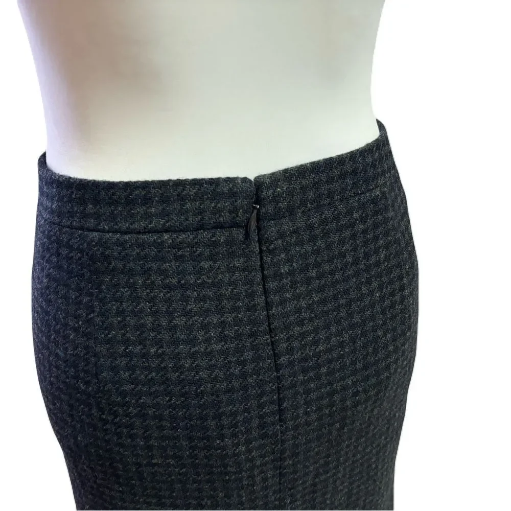 J.Crew Black & Gray Houndstooth Wool Pencil Skirt | Sz 00 | EUC - Picture 7 of 9